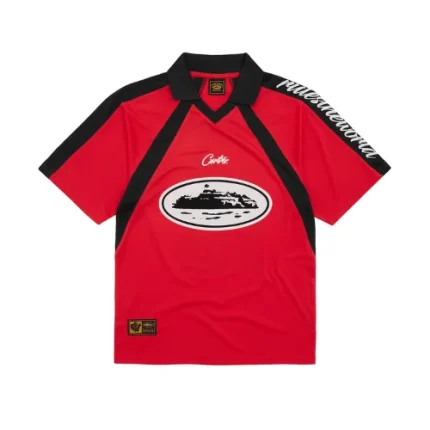 Corteiz Alcatraz Football T Shirt Red Black