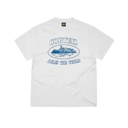 Corteiz Rules the World T Shirt White/Blue