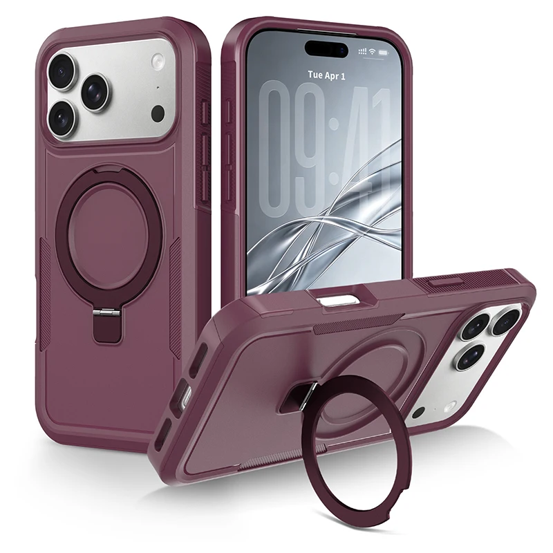 Rugged armor case with ring stand for iPhone 18 Pro