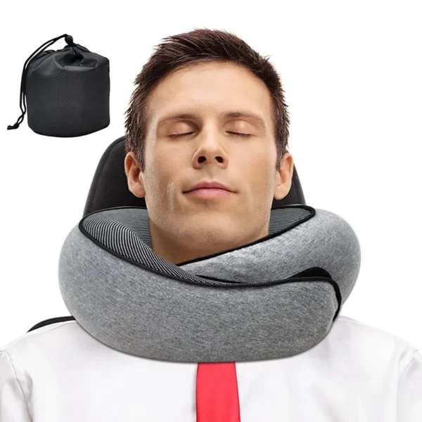 Memory Foam Travel Neck Pillow with Carry Bag