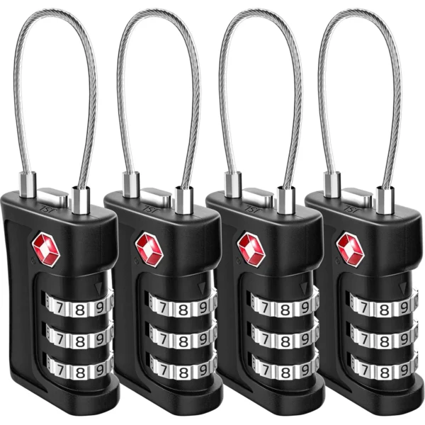 3-Digit Combination Luggage Lock – Pack of 4