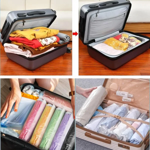 Roll-Up Travel Compression Bags – Space Saver Set